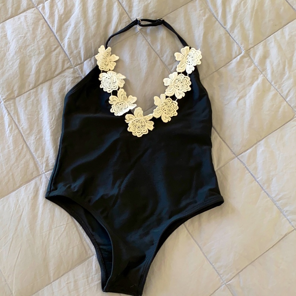 Black and white flower bathing suit